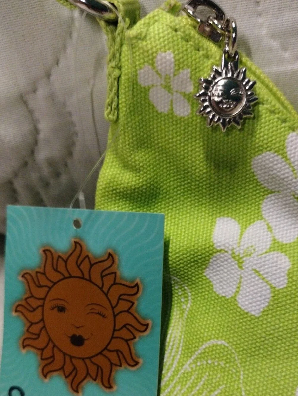 Sunny Girl Lime Green Floral Canvas Shoulder Bag